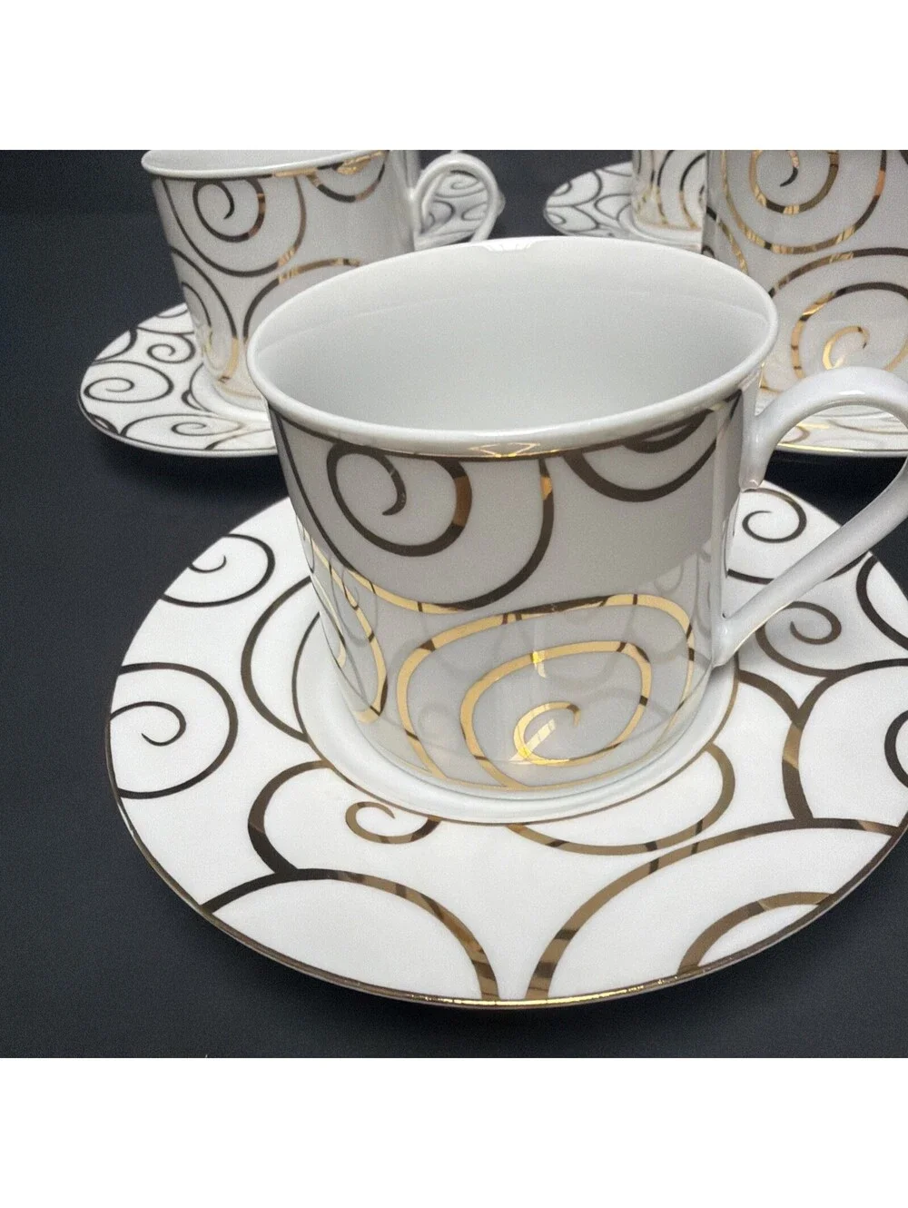 Pier One Gold Swirl Cup Saucer Set Retired Vintage Priced Each Set Holiday